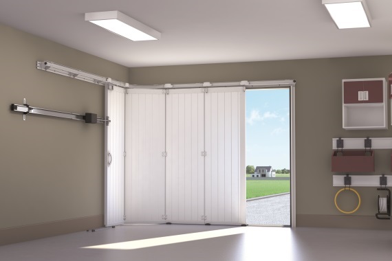 Porte de garage sectionnelle latérale - vue de l'intérieur - FUTURODIFF Châtellerault Porte de garage sectionnelle latérale - vue de l'intérieur - FUTURODIFF Châtellerault